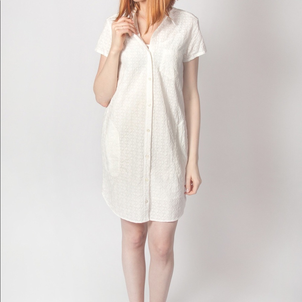 Steven Alan SS Classic Shirt Dress Geo Embroidery